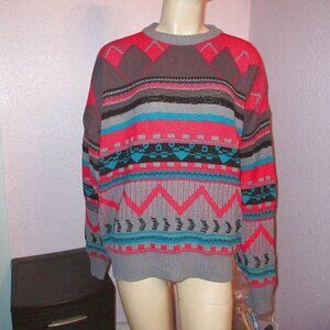 Vtg 90s Sears Geometric Southwestern Sweater Size XL Knit Pullover Grandpa Y2K